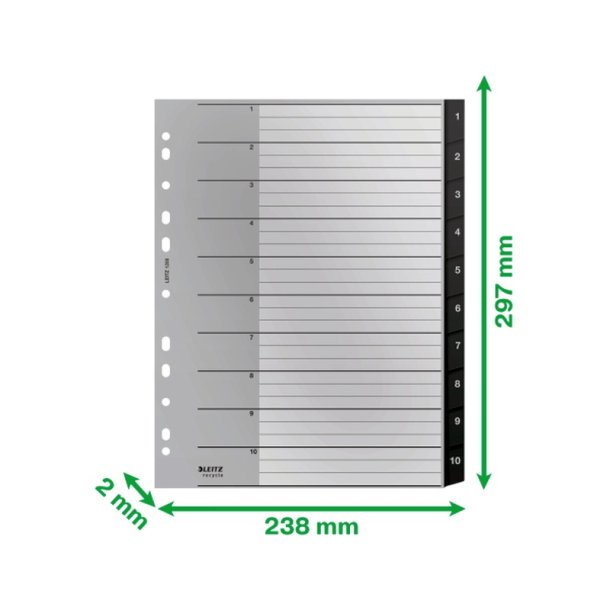 Leitz A4 Register - recycled - PP - 1-10 - sort
