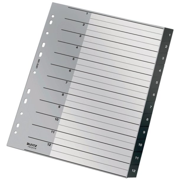Leitz A4 Register - recycled - PP - 1-12 - sort