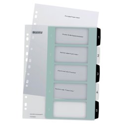 Leitz A4+ Register - printbar - PP - 1-5 - hvid/sort