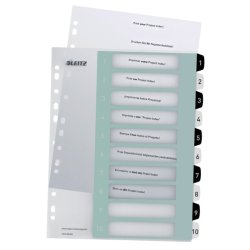 Leitz A4+ Register - printbar - PP - 1-10 - hvid/sort