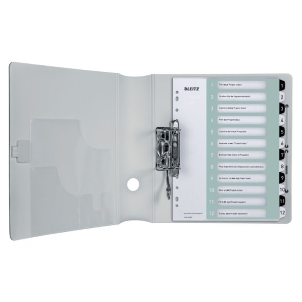 Leitz A4+ Register - printbar - PP - 1-12 - hvid/sort