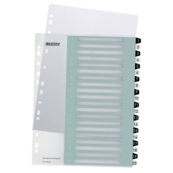 Leitz A4+ Register - printbar - PP - 1-20 - hvid/sort