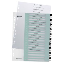 Leitz A4+ Register - printbar - PP - 1-20 - hvid/sort