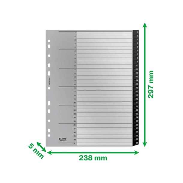 Leitz A4 Register - recycled - PP - 1-31 - sort