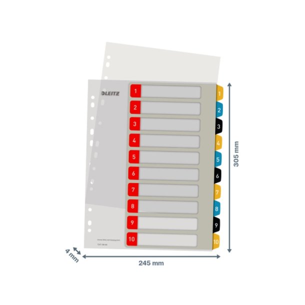 Leitz A4+ Register - printbar - PP - 1-10 - Cosy - farver