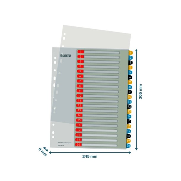 Leitz A4+ Register - printbar - PP - 1-20 - Cosy - farver