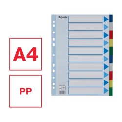 Esselte A4 Faneblade - PP - 10-delt - Farvede faner