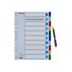 Esselte A4 Faneblade - PP - 10-delt - Farvede faner