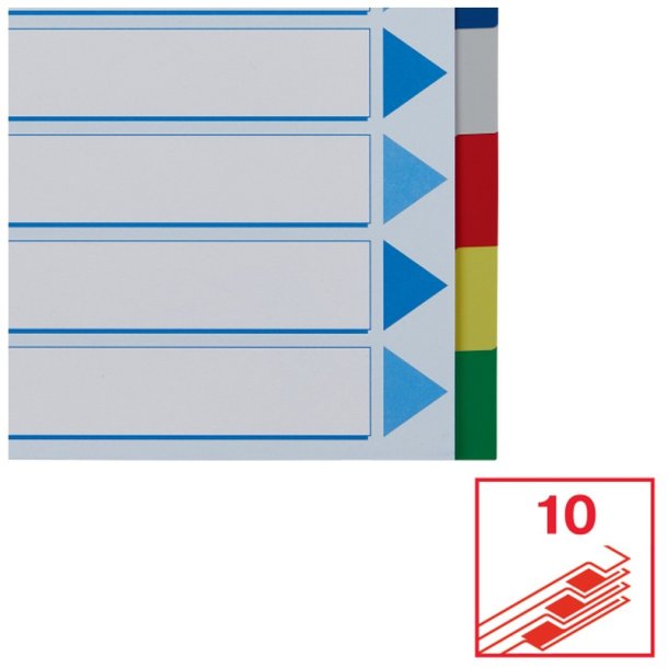 Esselte A4 Faneblade - PP - 10-delt - Farvede faner