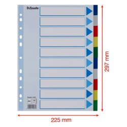 Esselte A4 Faneblade - PP - 10-delt - Farvede faner