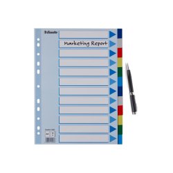 Esselte A4 Faneblade - PP - 12-delt - Farvede faner