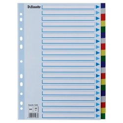 Esselte A4 Faneblade - PP - 20-delt - Farvede faner