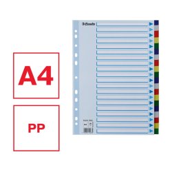 Esselte A4 Faneblade - PP - 20-delt - Farvede faner