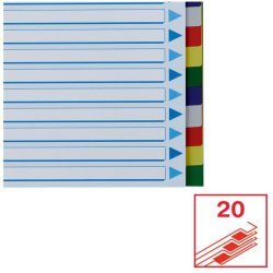 Esselte A4 Faneblade - PP - 20-delt - Farvede faner