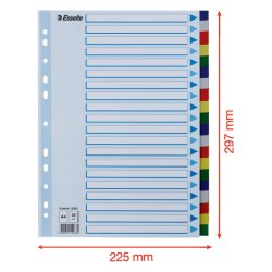 Esselte A4 Faneblade - PP - 20-delt - Farvede faner