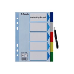 Esselte A5 Faneblade - PP - 5-delt - Farvede faner