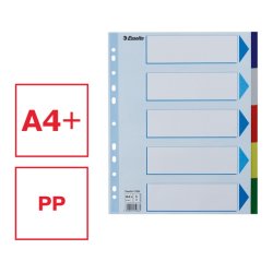 Esselte A4 maxi Faneblade - PP - 5-delt - Farvede faner