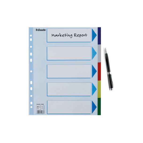 Esselte A4 maxi Faneblade - PP - 5-delt - Farvede faner
