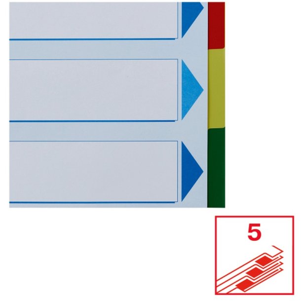 Esselte A4 maxi Faneblade - PP - 5-delt - Farvede faner