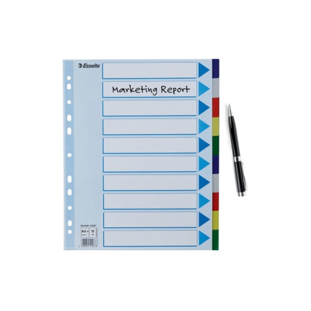 Esselte A4 maxi Faneblade - PP - 10-delt - Farvede faner