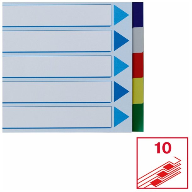 Esselte A4 maxi Faneblade - PP - 10-delt - Farvede faner