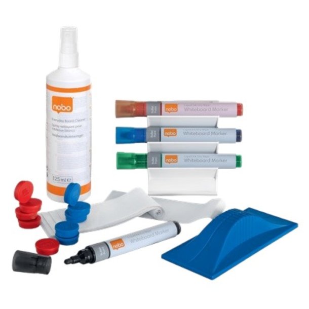 Nobo whiteboard startst<br>4 markers - visker - refills - magnet - rensespray - klud