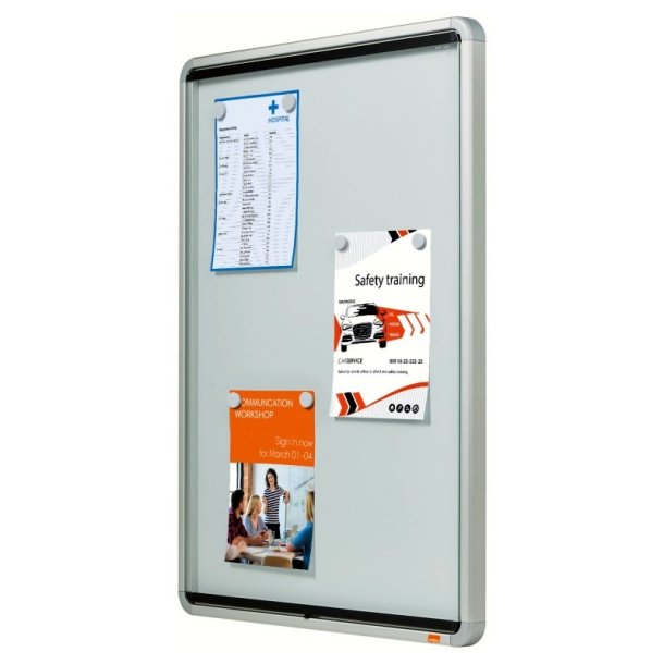 Nobo Opslagsskab - glas - indendrs - Magnetisk og lsbar - 6x A4 ark - hvid