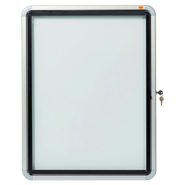 Nobo Opslagsskab - glas - udendrs - Magnetisk og lsbar - 4x A4 ark - hvid