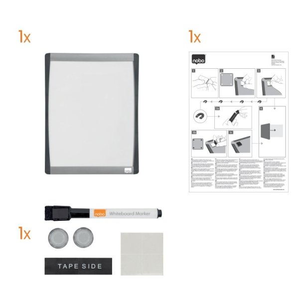 Nobo mini whiteboard - magnetisk - med buet ramme - 215x280mm