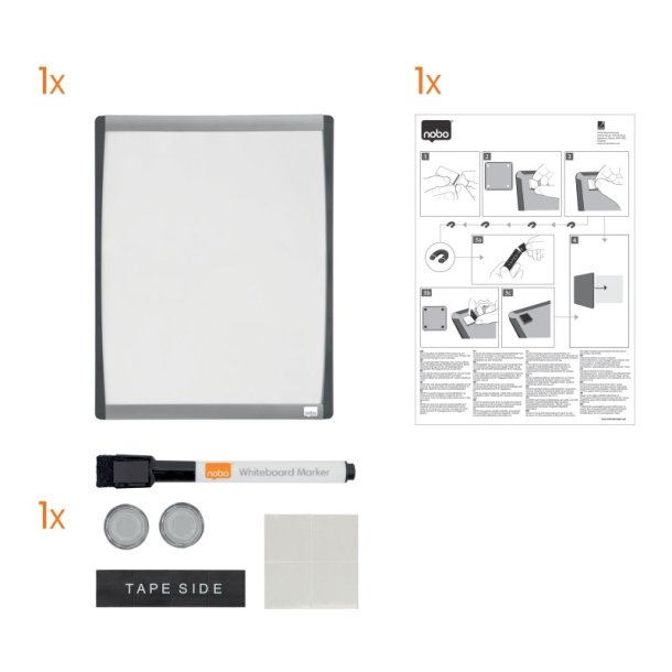 Nobo Whiteboard tavle - buet ramme - hvid - 33,5x28cm