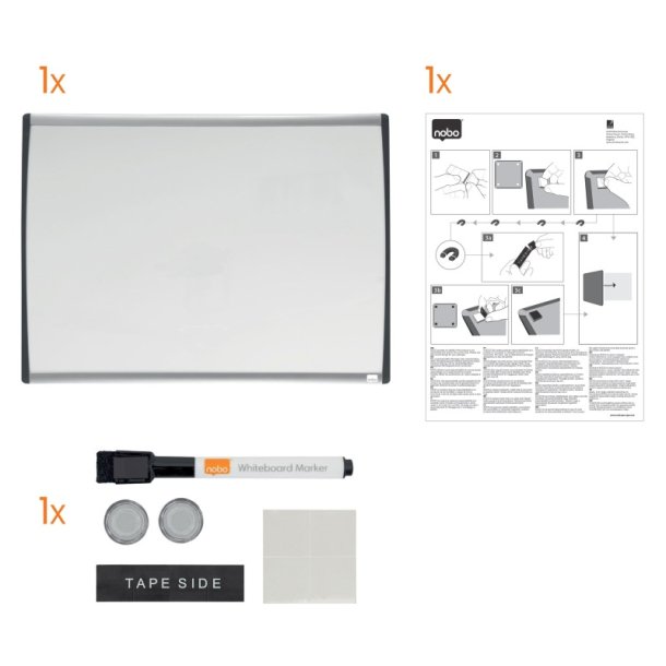 Nobo Whiteboard tavle - buet ramme - hvid - 58,5x43cm