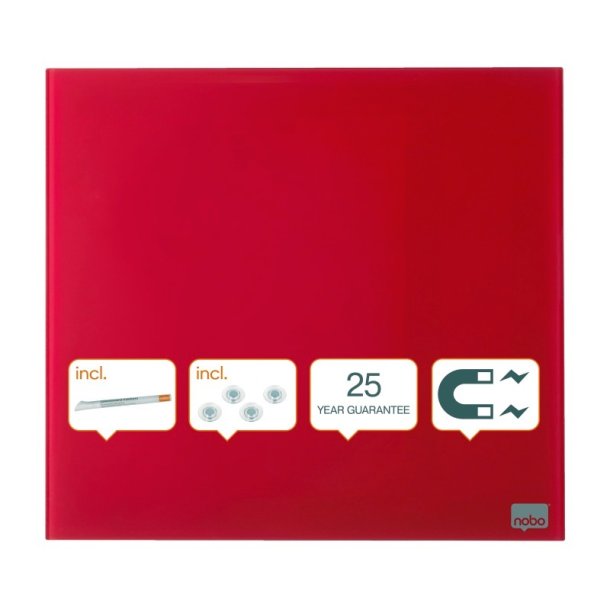 Nobo Glastavle - Diamond - dry wipe magnetisk overflade - 30x30 cm - rd