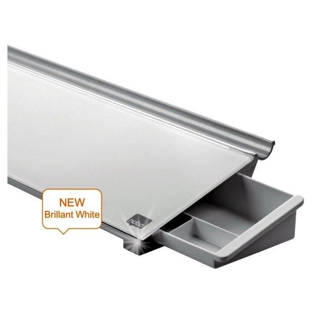 Nobo skrivebords glastavleblok- 45,8x15,4 cm - hvid - inkl. 1 stk. marker