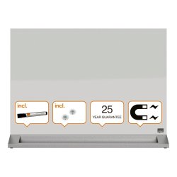 Nobo Skrivebords glastavle - dobbeltsidet magnetisk - 58x44 cm - hvid