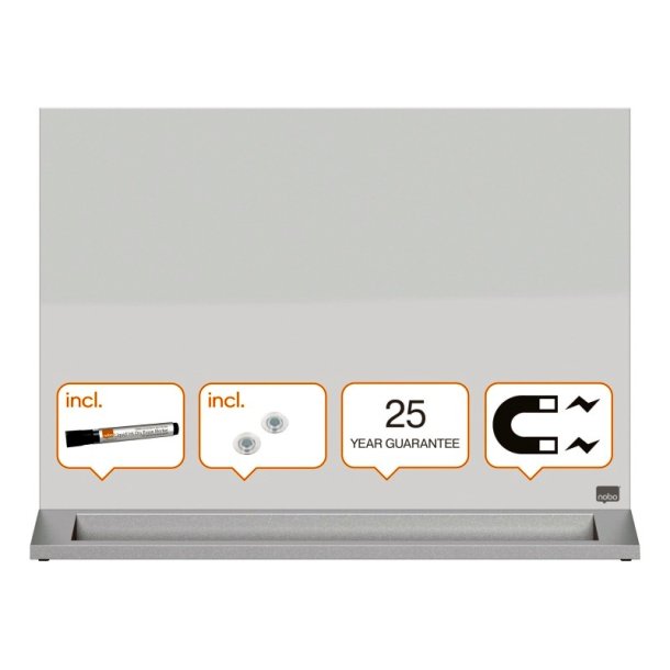 Nobo Skrivebords glastavle - dobbeltsidet magnetisk - 58x44 cm - hvid