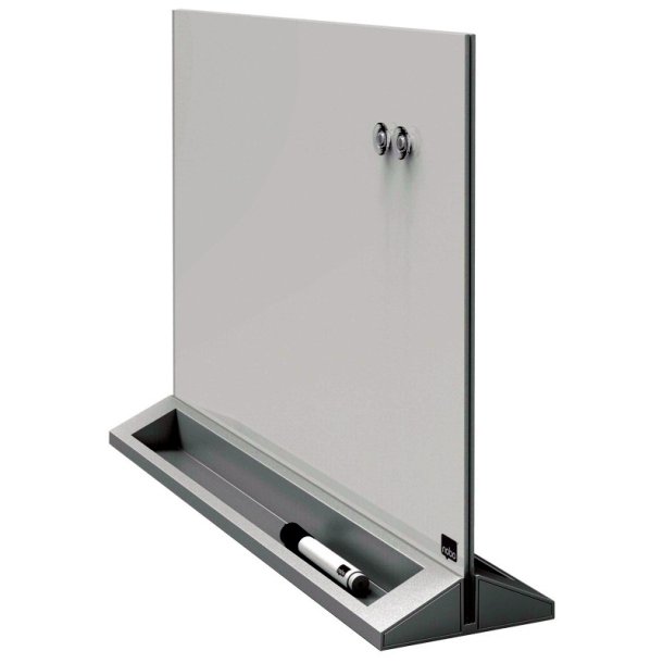 Nobo Skrivebords glastavle - dobbeltsidet magnetisk - 58x44 cm - hvid