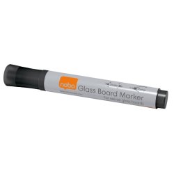 Nobo Whiteboard Marker - til glastavle - rund spids - 3mm - sort - 4 stk.