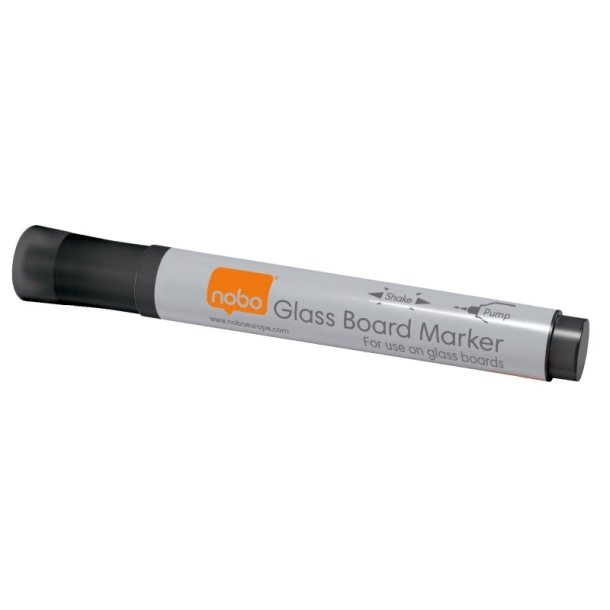 Nobo Whiteboard Marker - til glastavle - rund spids - 3mm - sort - 4 stk.