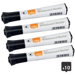 Nobo Whiteboard Marker - Glide - rund spids - 2mm - sort - 10 stk.