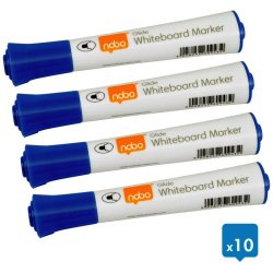 Nobo Whiteboard Marker - Glide - rund spids - 2mm - bl - 10 stk.