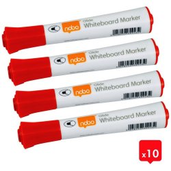 Nobo Whiteboard Marker - Glide - rund spids - 2mm - rd - 10 stk.