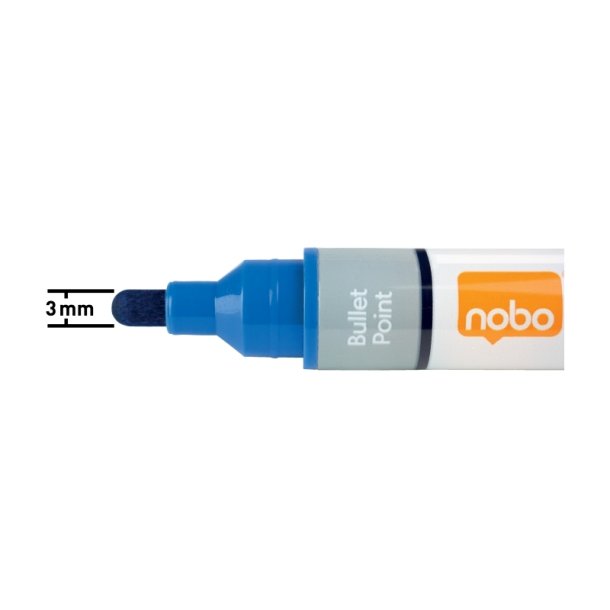 Nobo Whiteboard Marker - LiquidInk - rund spids - 3mm - bl - 10 stk.