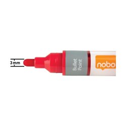 Nobo Whiteboard Marker - LiquidInk - rund spids - 3mm - rd - 10 stk.