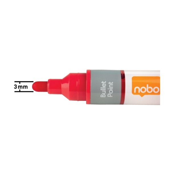 Nobo Whiteboard Marker - LiquidInk - rund spids - 3mm - rd - 10 stk.