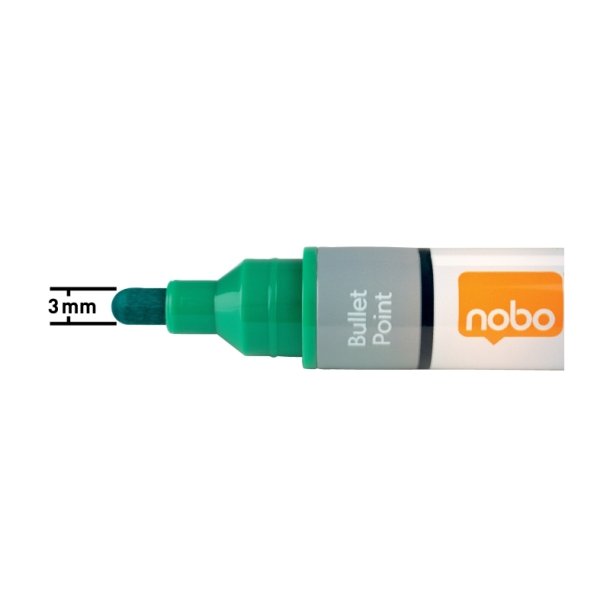 Nobo Whiteboard Marker - LiquidInk - rund spids - 3mm - grn - 10 stk.