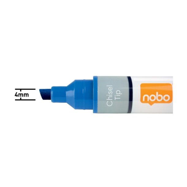 Nobo Whiteboard Marker - LiquidInk - Skr spids - 4mm - bl - 10 stk.