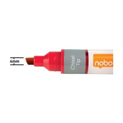 Nobo Whiteboard Marker - LiquidInk - Skr spids - 4mm - rd - 10 stk.