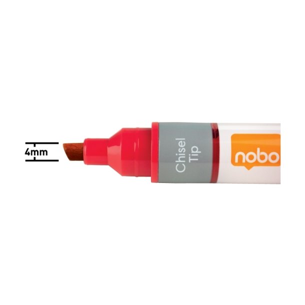 Nobo Whiteboard Marker - LiquidInk - Skr spids - 4mm - rd - 10 stk.