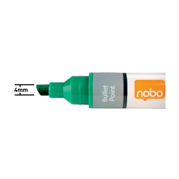 Nobo Whiteboard Marker - LiquidInk - Skr spids - 4mm - grn - 10 stk.