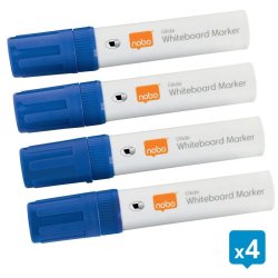Nobo Whiteboard Marker - Glide Jumbo - Skr spids - 10mm - bl - 4 stk.